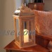 LumaBase Wooden Lantern with LED Candle, Brown with Copper Roof   555959764